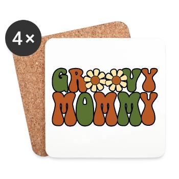 Retro Groovy Mommy Passende Familie Baby Shower - Untersetzer (4er-Set) - Weiß - Vorne