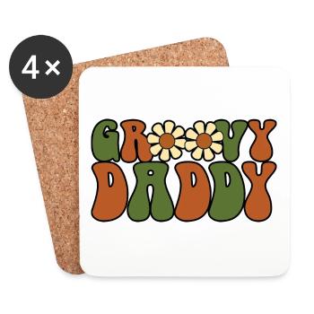 Retro Groovy Daddy Passende Familie Baby Shower - Untersetzer (4er-Set) - Weiß - Vorne