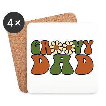 Retro Groovy Dad Passende Familie Baby Shower - Untersetzer (4er-Set) - Weiß - Vorne