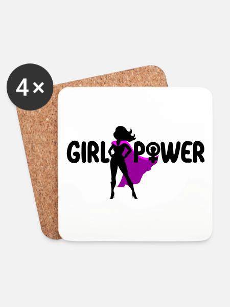 Mädchenpower Frauenpower Symbol | Farben änderbar - Untersetzer (4er-Set) - Weiß