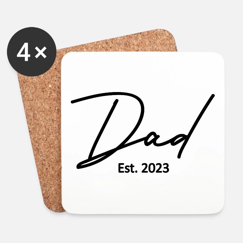 2023, Dad To Be, Schwangerschaftsankündigung - Untersetzer (4er-Set) - Weiß