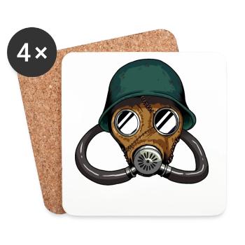 Gas Mask Military Amy Drawing Gas Pilot Flight - Coasters (set of 4) - white - Front