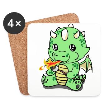 Dragon Dragon Créatures Mythiques Enfants Bébé - Dessous de verre (lot de 4) - blanc - Devant