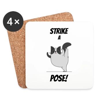GRISE UN CHAT POSE YOGA FUNNY - Dessous de verre (lot de 4) - blanc - Devant
