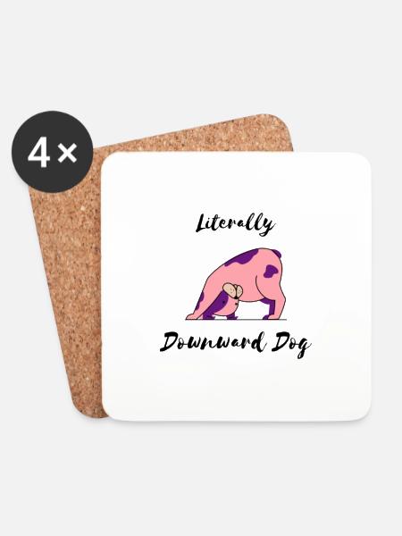 LITERALLY DOWNWARD DOG - Untersetzer (4er-Set) - Weiß