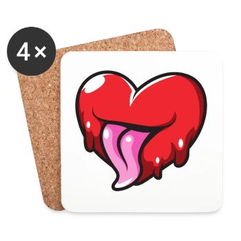 funny heart with tongue - Coasters (set of 4) - white - Front
