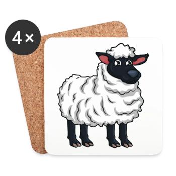 Cartoon Schaaf alpaca - Coasters (set of 4) - white - Front
