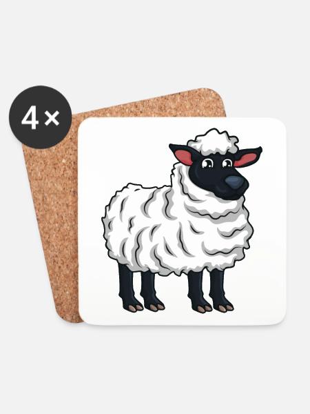 Cartoon Schaaf alpaca - Coasters (set of 4) - white