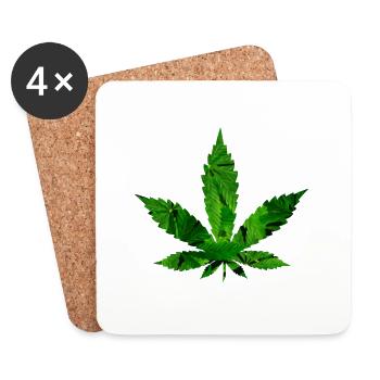 Cannabis weed leaf - Coasters (set of 4) - white - Front