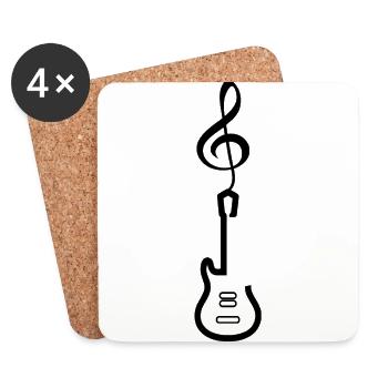 E guitare Musique - Dessous de verre (lot de 4) - blanc - Devant