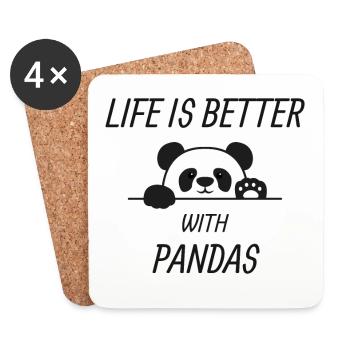 Pandas - Coasters (set of 4) - white - Front