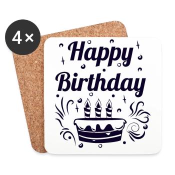 happy Birthday - Coasters (set of 4) - white - Front