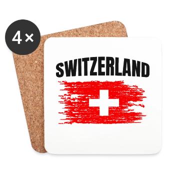 Suisse - Dessous de verre (lot de 4) - blanc - Devant