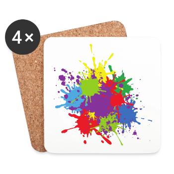 Multicolour Paint Blob - Coasters (set of 4) - white - Front