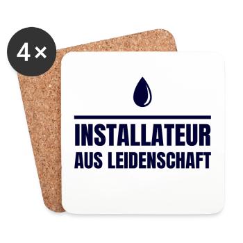 Gas Wasser Installateur - Untersetzer (4er-Set) - Weiß - Vorne