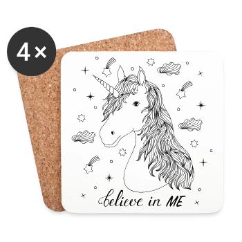 Coloring picture motif Unicorn fabric coloring Unicorn - Coasters (set of 4) - white - Front
