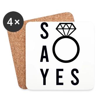 Demande de mariage - Dessous de verre (lot de 4) - blanc - Devant