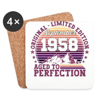 Original September 1958 64. Geburtstag Geschenk - Untersetzer (4er-Set) - Weiß - Vorne