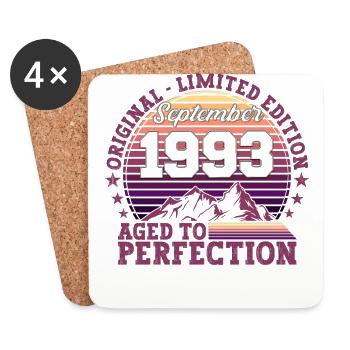 Original September 1993 29th Birthday Gift - Coasters (set of 4) - white - Front