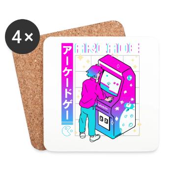 Retro Futuristic Series: Japanisch - Arcade - Untersetzer (4er-Set) - Weiß - Vorne