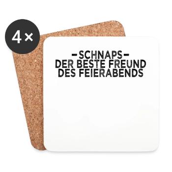 Schnaps Feierabend Spruch - Untersetzer (4er-Set) - Weiß - Vorne