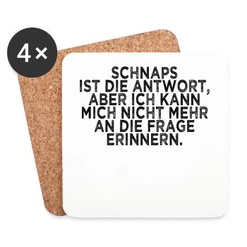 lustiger Schnaps Spruch - Untersetzer (4er-Set) - Weiß - Vorne