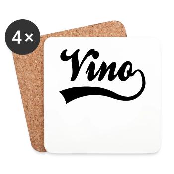 Wine Vino lettering - Coasters (set of 4) - white - Front