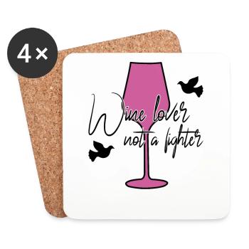 Wein Frieden Spruch - Untersetzer (4er-Set) - Weiß - Vorne
