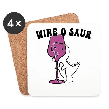 funny wine dinosaur saying - Coasters (set of 4) - white - Front