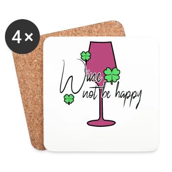 Wein Glück Spruch - Untersetzer (4er-Set) - Weiß - Vorne