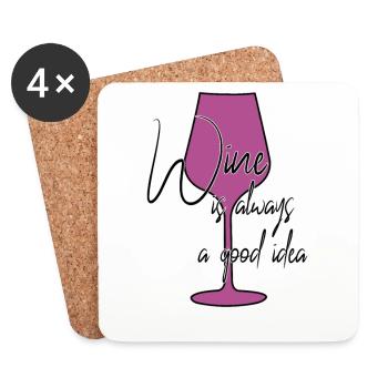Wine is a good idea saying - Coasters (set of 4) - white - Front