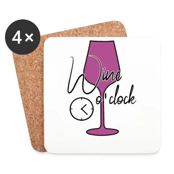 Wein Uhrzeit lustiger Spruch - Untersetzer (4er-Set) - Weiß - Vorne
