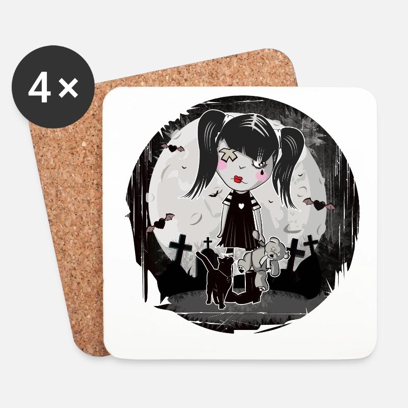 Gothic Emo Girl Geschenk Halloween - Untersetzer (4er-Set) - Weiß