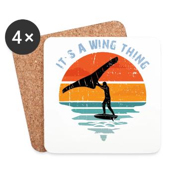 It s a Wing Thing Hydrofoil Wingfoil Wingfoiling - Untersetzer (4er-Set) - Weiß - Vorne