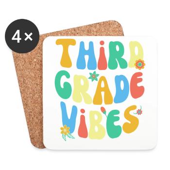 Back To School Third Grade Vibes Colorful Groovy - Coasters (set of 4) - white - Front