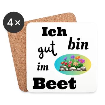 lustiger Spruch - Garten - gut im Beet - Grünhumor - Untersetzer (4er-Set) - Weiß - Vorne
