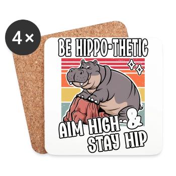 Être hippopotame viser haut rester hanche drôle hippopotame - Dessous de verre (lot de 4) - blanc - Devant