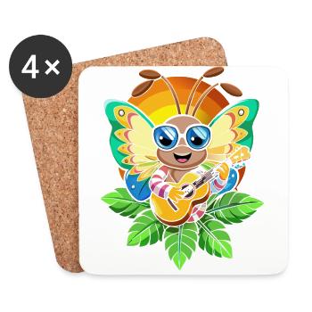 Lustige Schmetterling Cartoon Sommer Strand Sonnenbrille - Untersetzer (4er-Set) - Weiß - Vorne