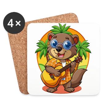 Lustige Biber Cartoon Sommer Strand Sonnenbrille - Untersetzer (4er-Set) - Weiß - Vorne