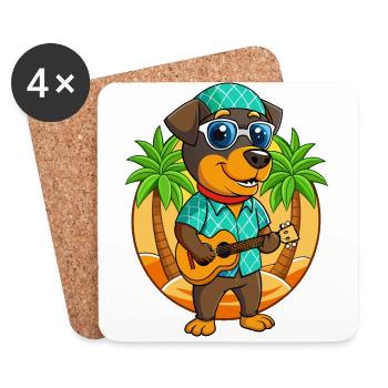 Drôle de Rottweiler Chien Lunettes de soleil de plage d’été - Dessous de verre (lot de 4) - blanc - Devant