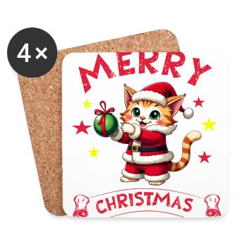 Merry Christmas Catmas kitty x-mas last minute - Untersetzer (4er-Set) - Weiß - Vorne