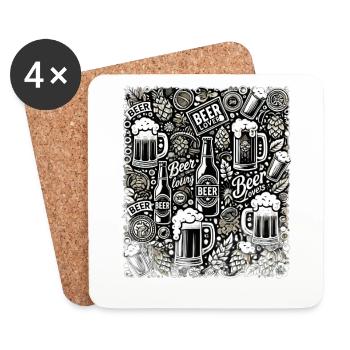 Beer Lover - Hops & Malt - Coasters (set of 4) - white - Front