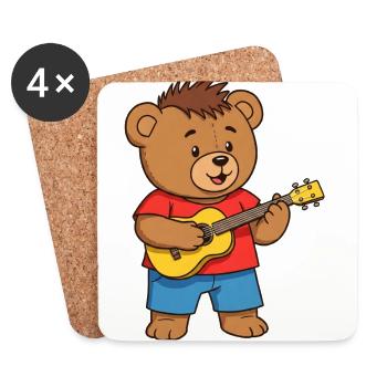 Teddy Bear Musician - Coasters (set of 4) - white - Front