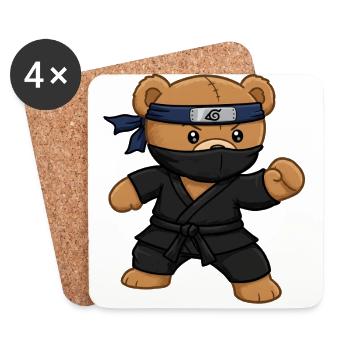 Teddybär Ninja - Untersetzer (4er-Set) - Weiß - Vorne