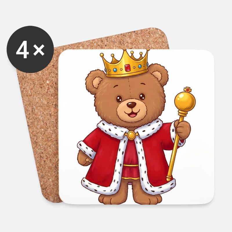 Teddybär König - Untersetzer (4er-Set) - Weiß