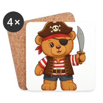 Ours en peluche Pirate - Dessous de verre (lot de 4) - blanc - Devant