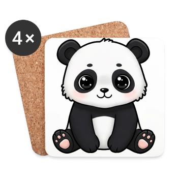 Animal Cartoon Panda - Coasters (set of 4) - white - Front
