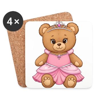 Teddy Bear Princess - Coasters (set of 4) - white - Front