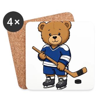 Teddy Bear Hockey Player - Coasters (set of 4) - white - Front