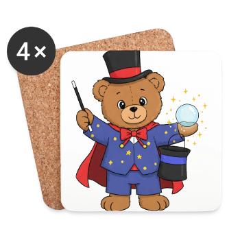 Teddybär Zauberer - Untersetzer (4er-Set) - Weiß - Vorne